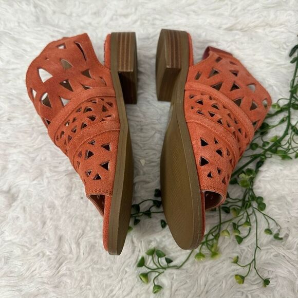 Diba DREAMER Orange Suede Cut Out Open Toe Women's Sandals size 7 M - Picture 3 of 7